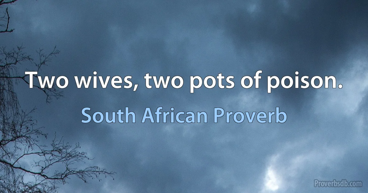 Two wives, two pots of poison. (South African Proverb)