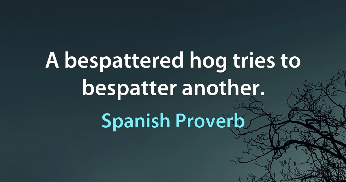 A bespattered hog tries to bespatter another. (Spanish Proverb)