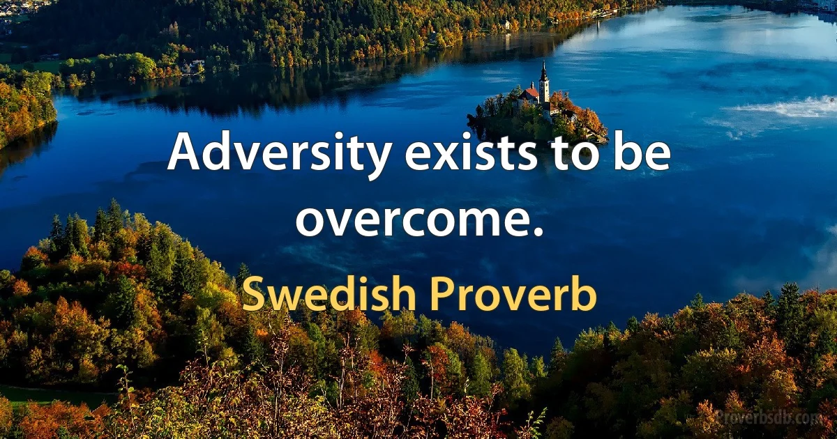 Adversity exists to be overcome. (Swedish Proverb)