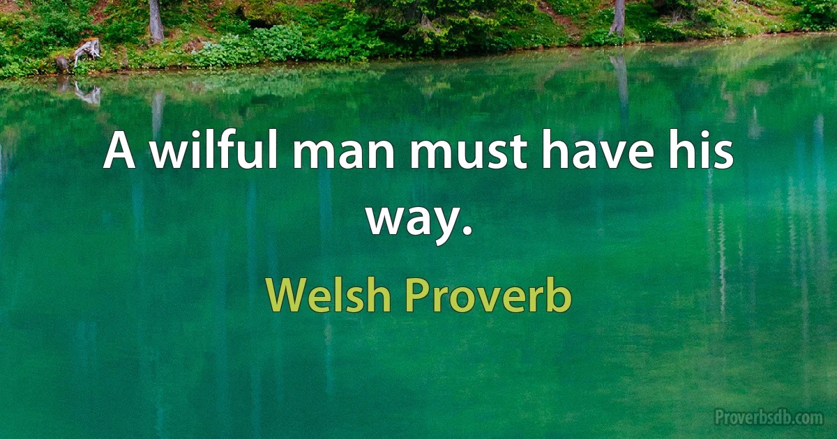 A wilful man must have his way. (Welsh Proverb)