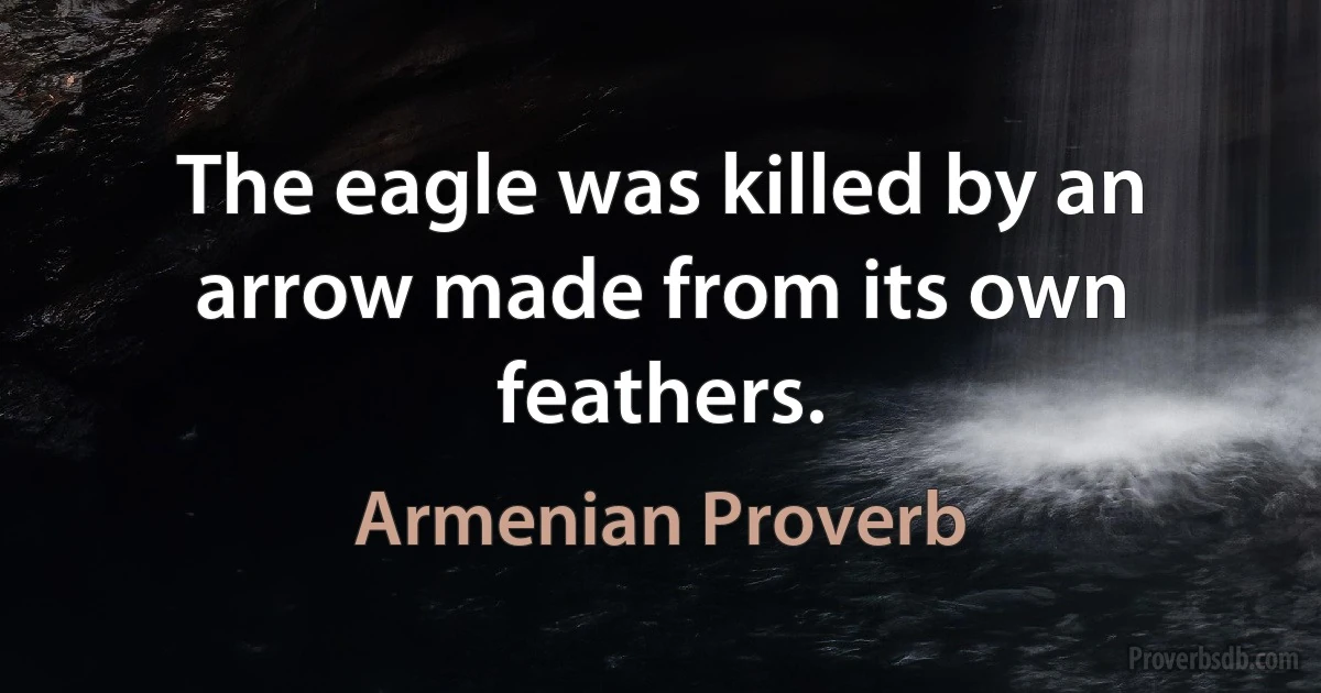 The eagle was killed by an arrow made from its own feathers. (Armenian Proverb)