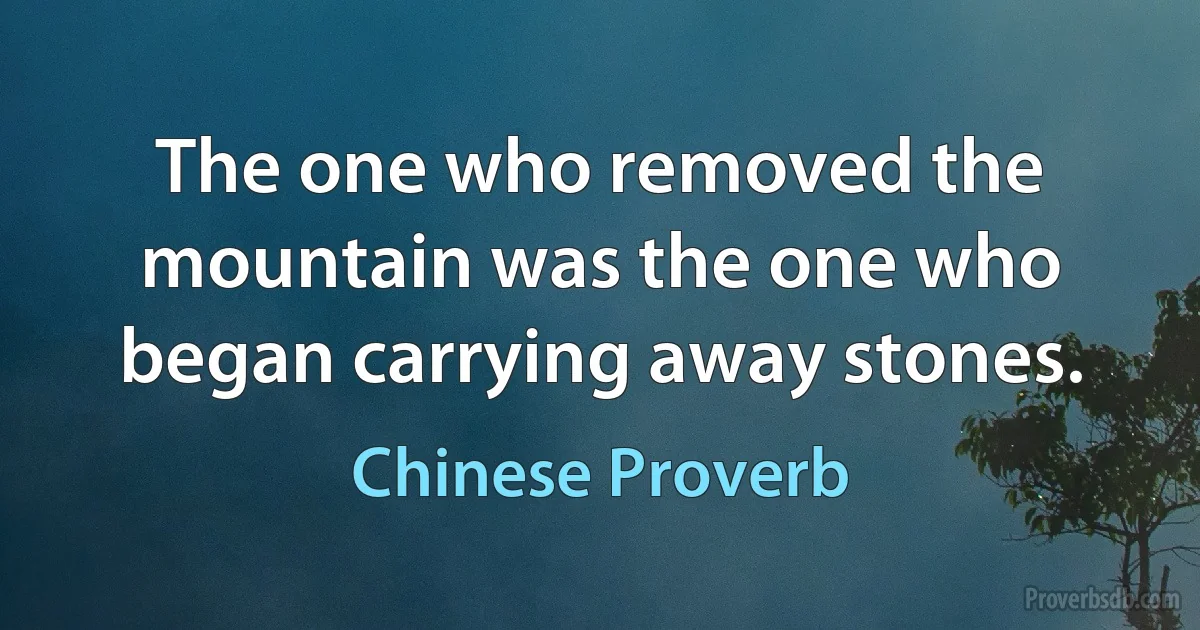 The one who removed the mountain was the one who began carrying away stones. (Chinese Proverb)