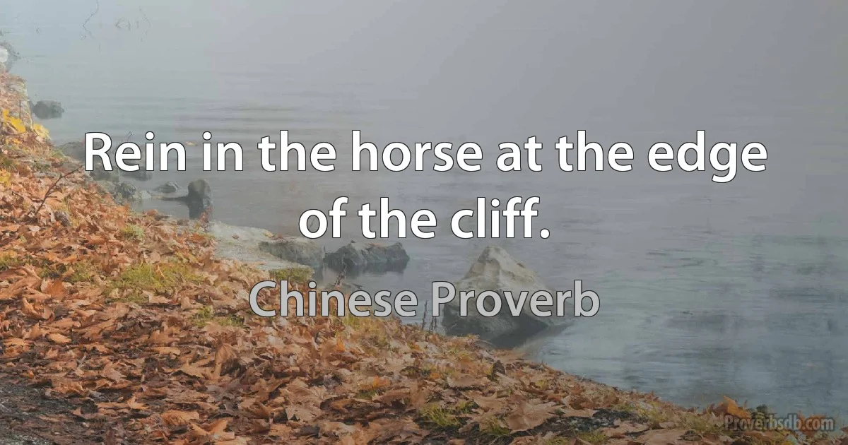 Rein in the horse at the edge of the cliff. (Chinese Proverb)