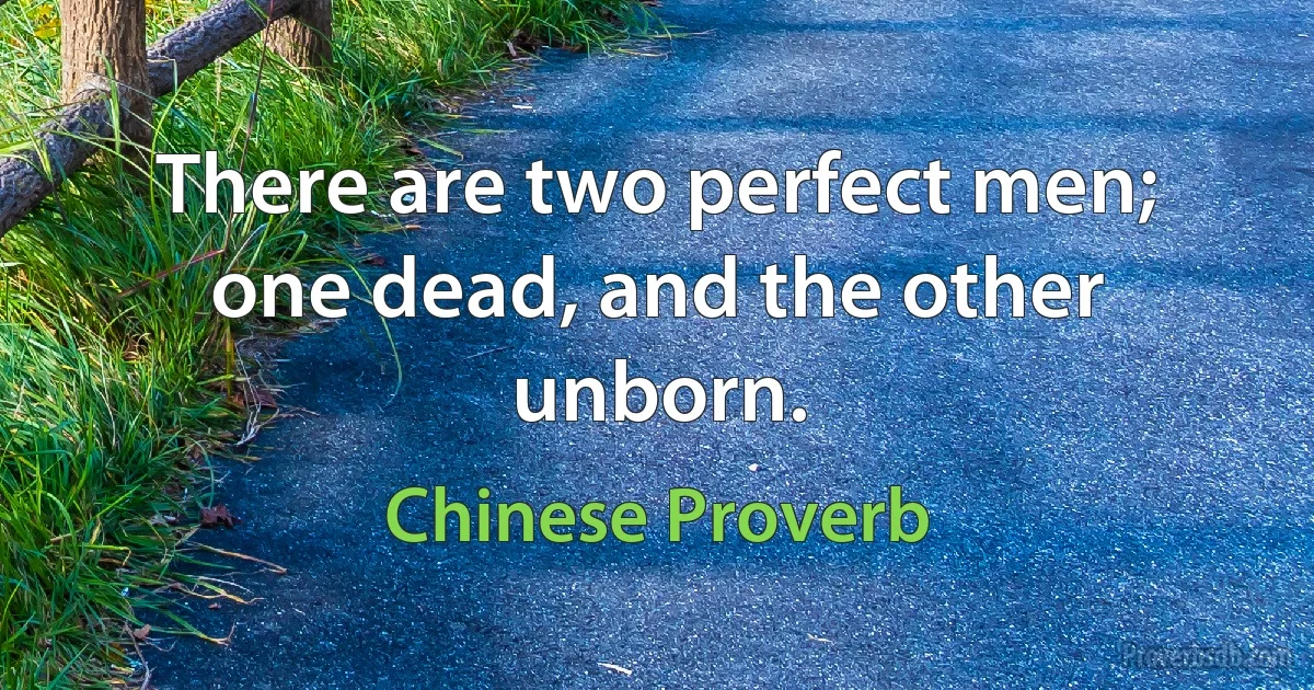 There are two perfect men; one dead, and the other unborn. (Chinese Proverb)