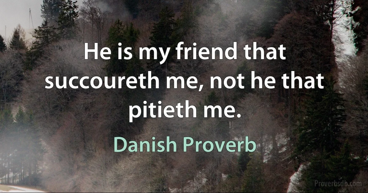 He is my friend that succoureth me, not he that pitieth me. (Danish Proverb)