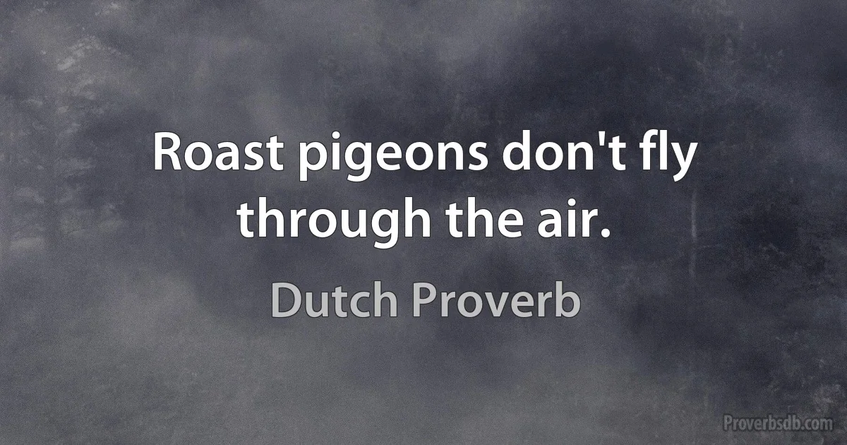 Roast pigeons don't fly through the air. (Dutch Proverb)