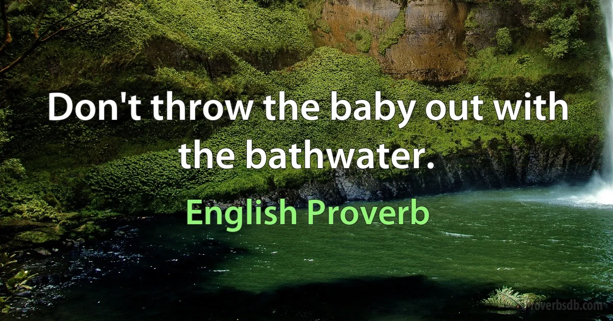 Don't throw the baby out with the bathwater. (English Proverb)