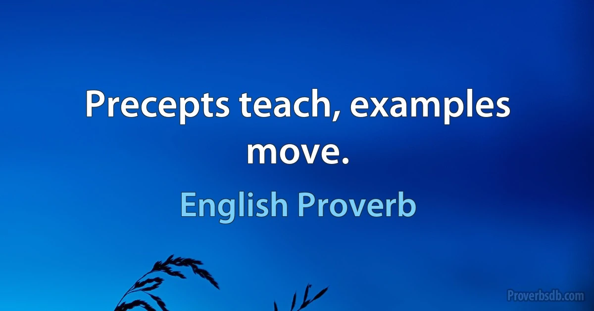 Precepts teach, examples move. (English Proverb)