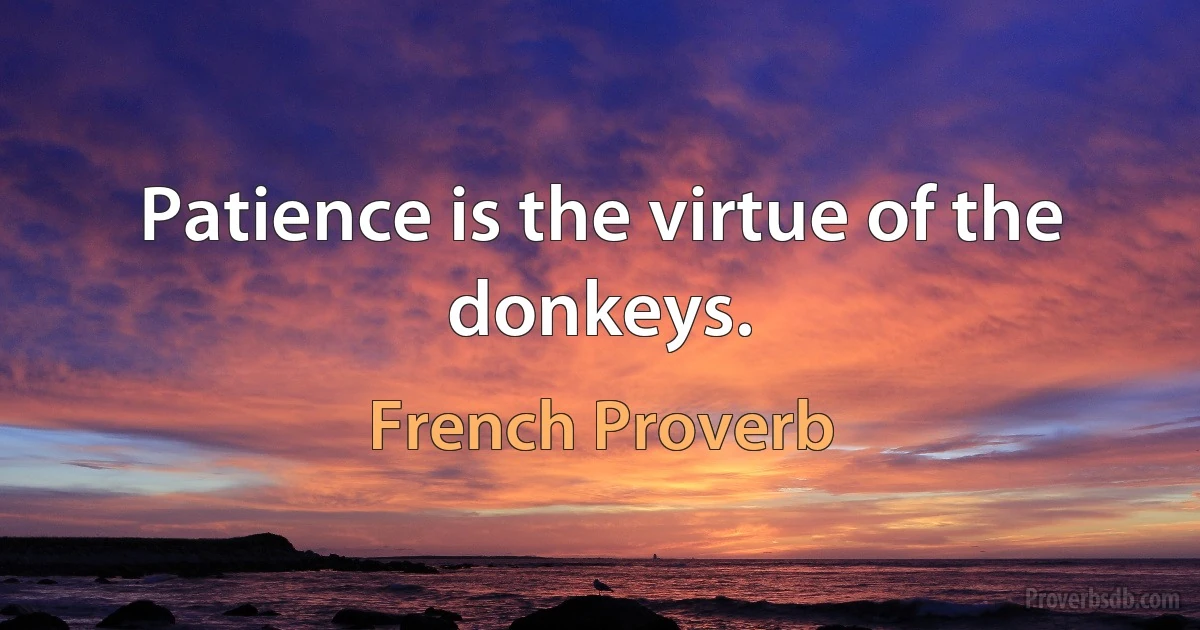 Patience is the virtue of the donkeys. (French Proverb)