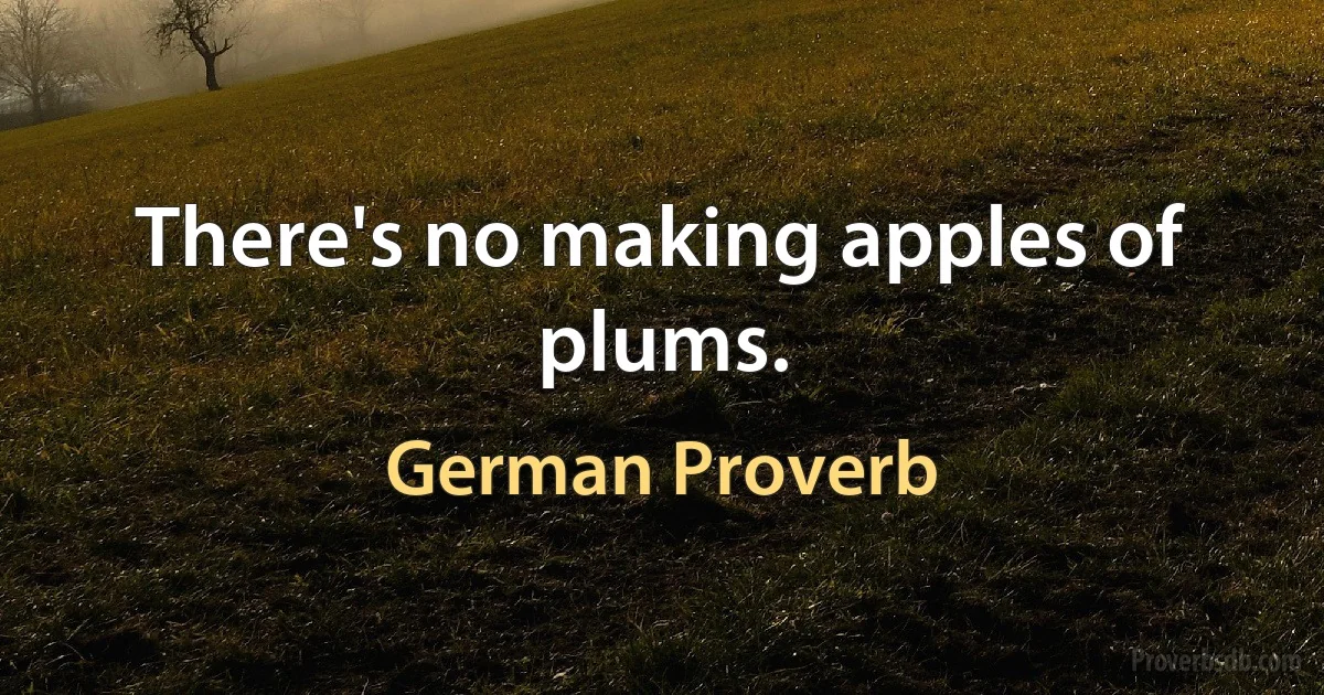 There's no making apples of plums. (German Proverb)