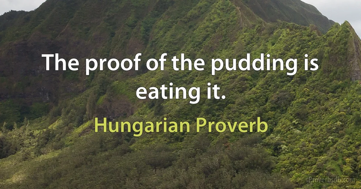 The proof of the pudding is eating it. (Hungarian Proverb)