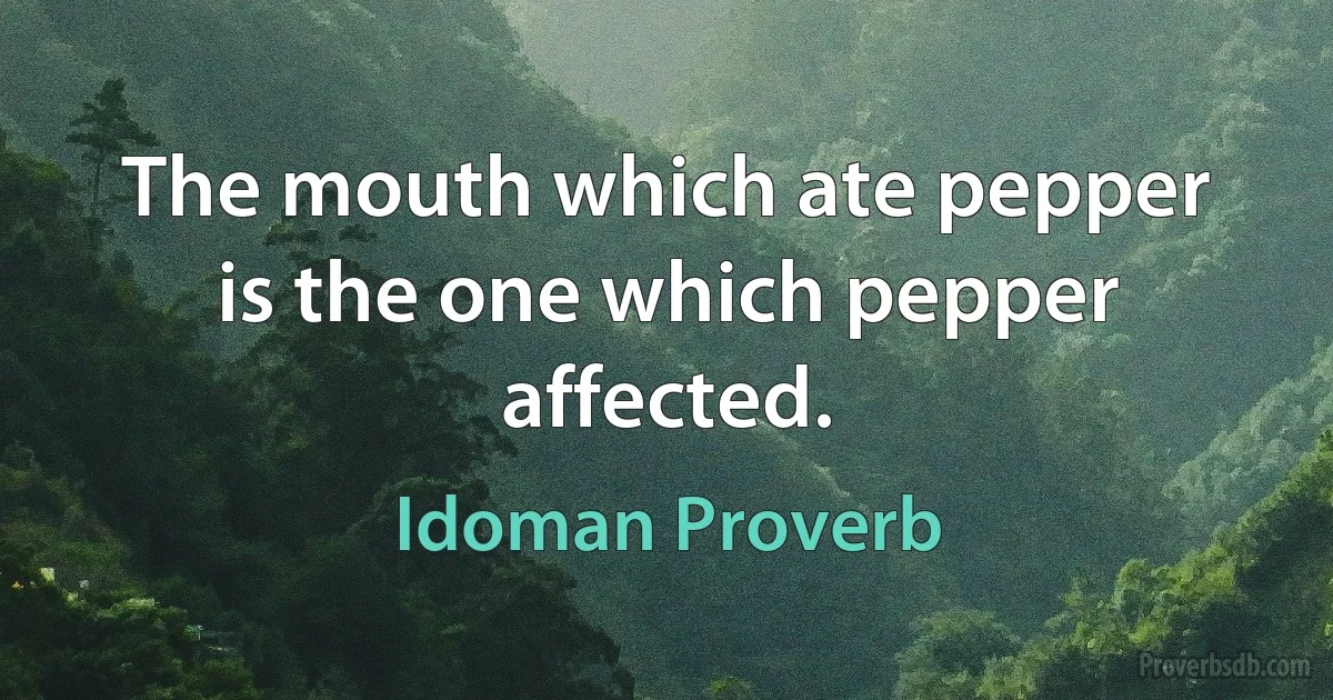 The mouth which ate pepper is the one which pepper affected. (Idoman Proverb)