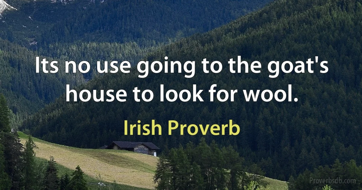 Its no use going to the goat's house to look for wool. (Irish Proverb)