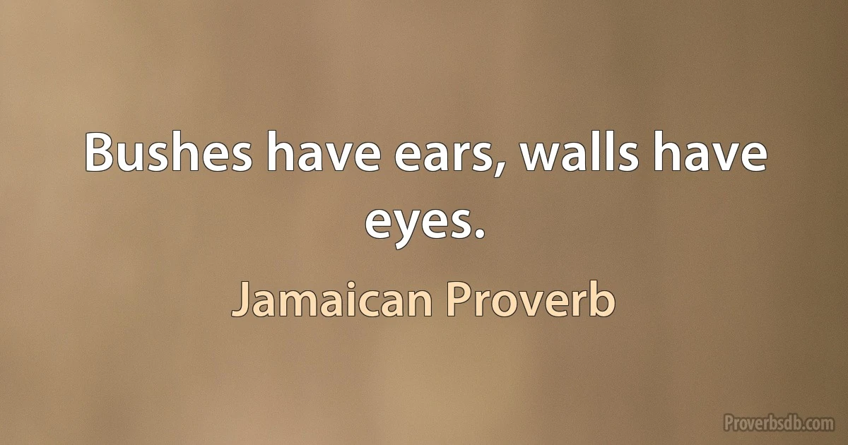 Bushes have ears, walls have eyes. (Jamaican Proverb)