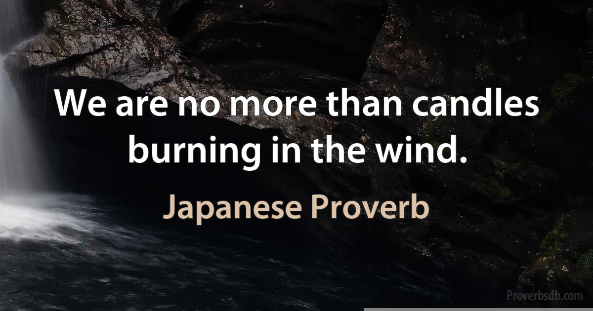 We are no more than candles burning in the wind. (Japanese Proverb)