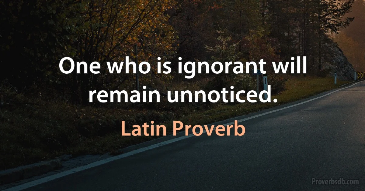 One who is ignorant will remain unnoticed. (Latin Proverb)