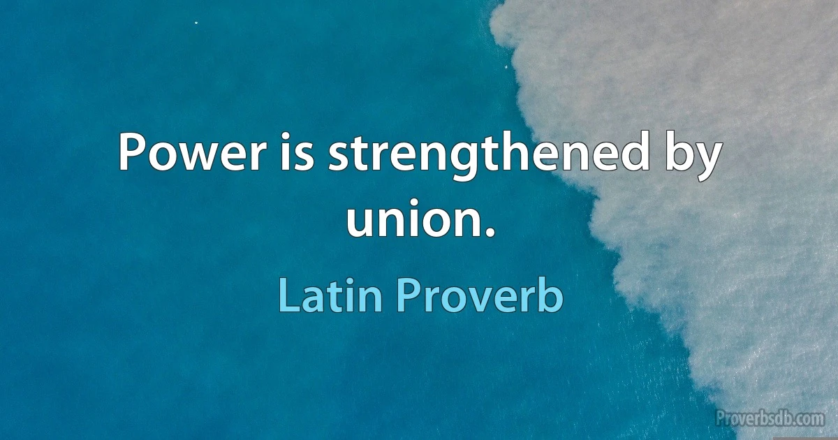 Power is strengthened by union. (Latin Proverb)