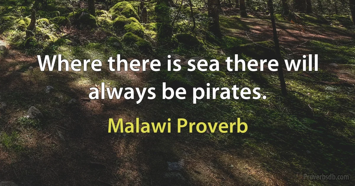 Where there is sea there will always be pirates. (Malawi Proverb)