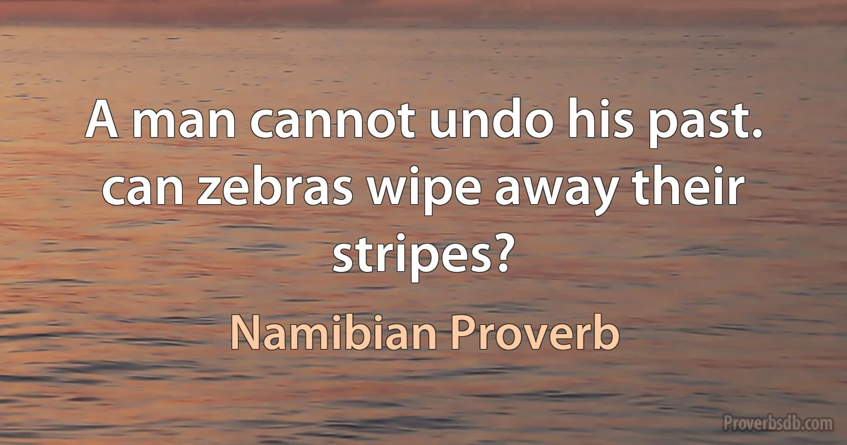 A man cannot undo his past. can zebras wipe away their stripes? (Namibian Proverb)