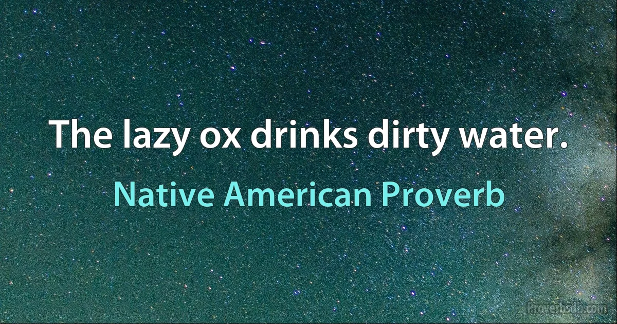 The lazy ox drinks dirty water. (Native American Proverb)