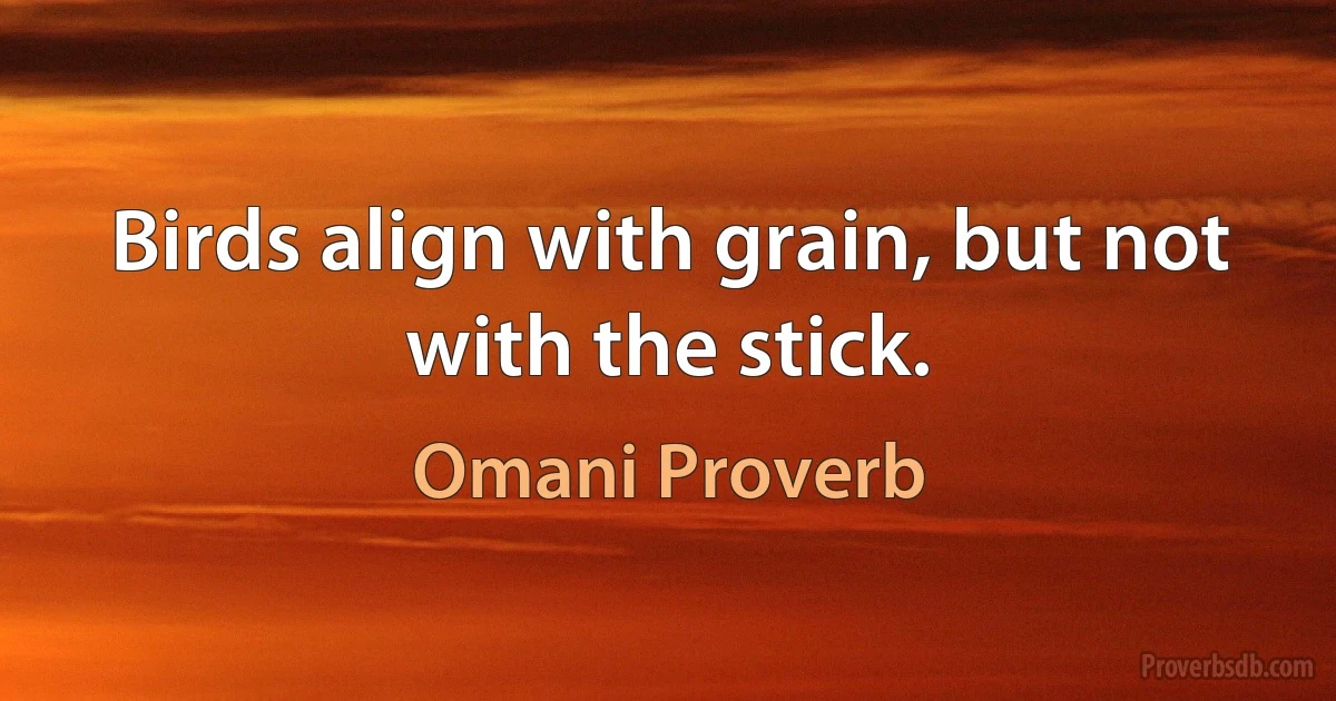 Birds align with grain, but not with the stick. (Omani Proverb)