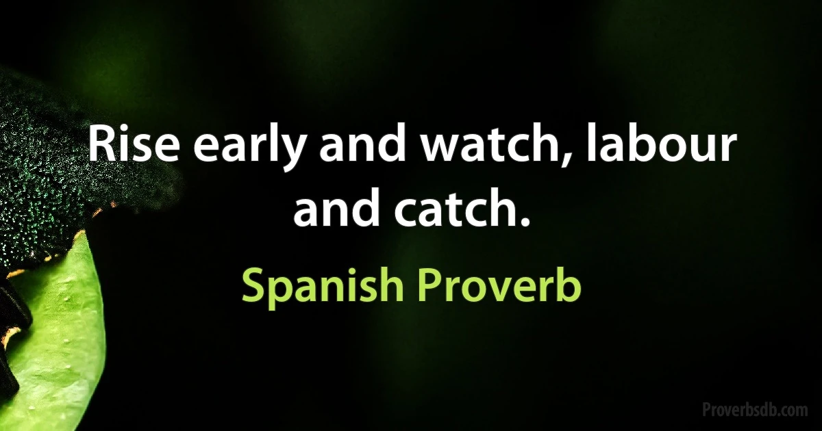 Rise early and watch, labour and catch. (Spanish Proverb)