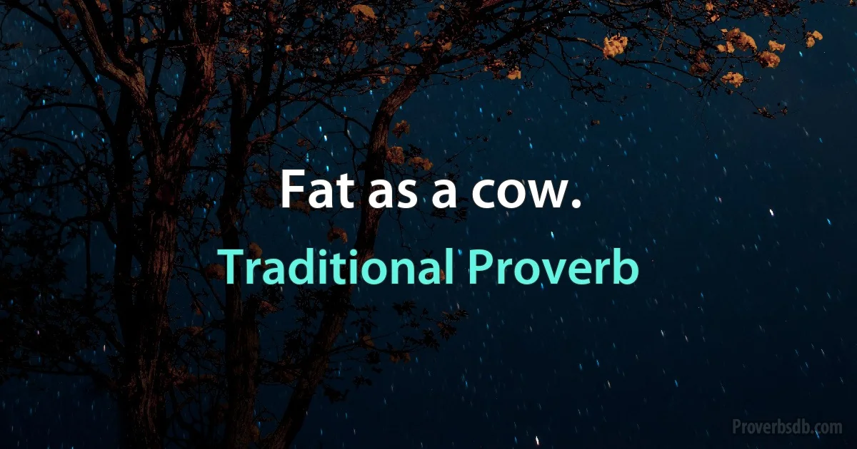 Fat as a cow. (Traditional Proverb)