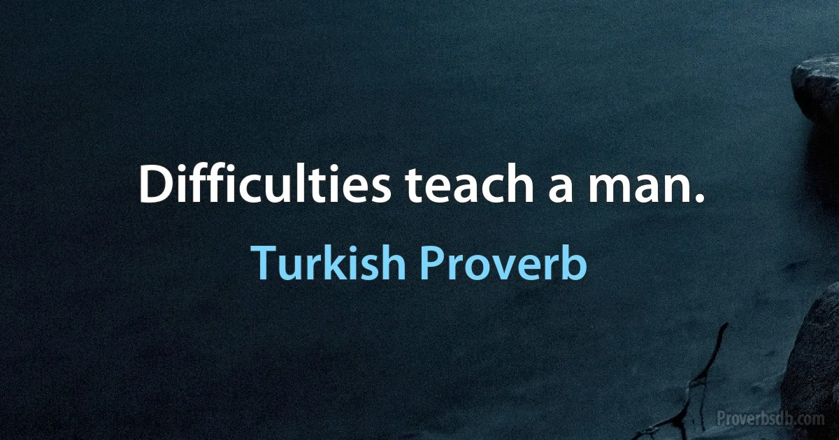 Difficulties teach a man. (Turkish Proverb)