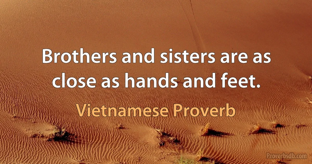 Brothers and sisters are as close as hands and feet. (Vietnamese Proverb)