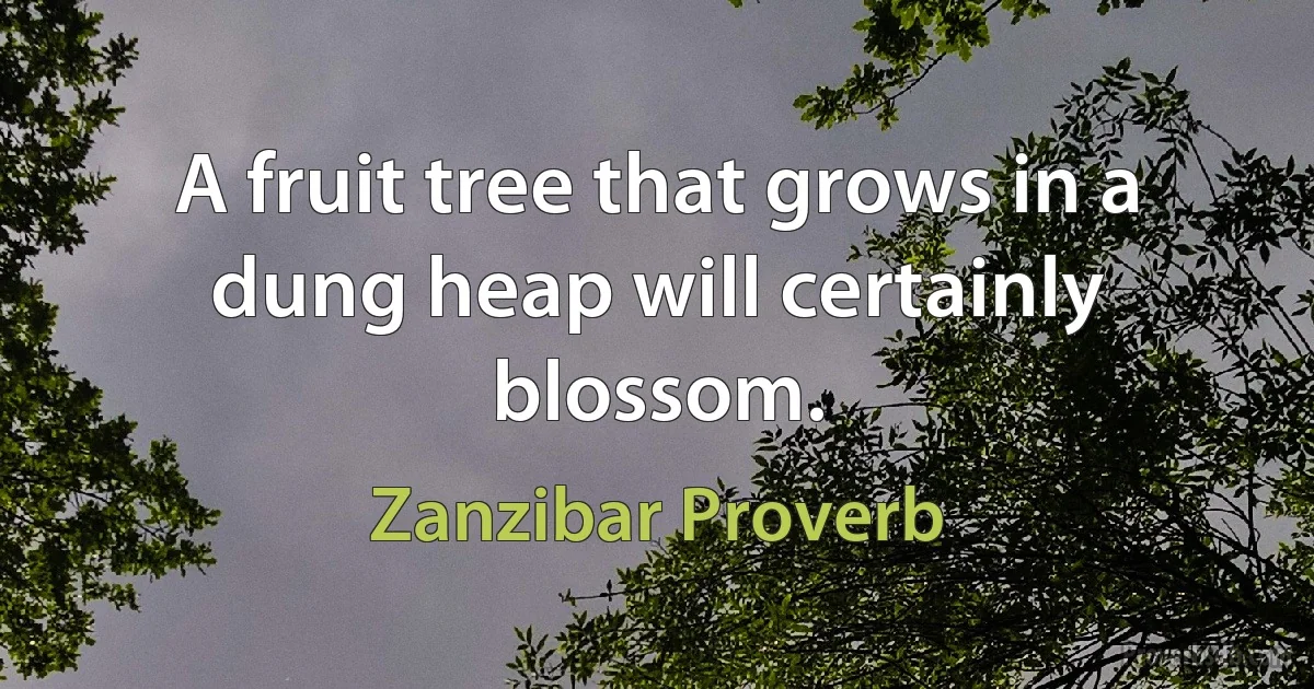 A fruit tree that grows in a dung heap will certainly blossom. (Zanzibar Proverb)