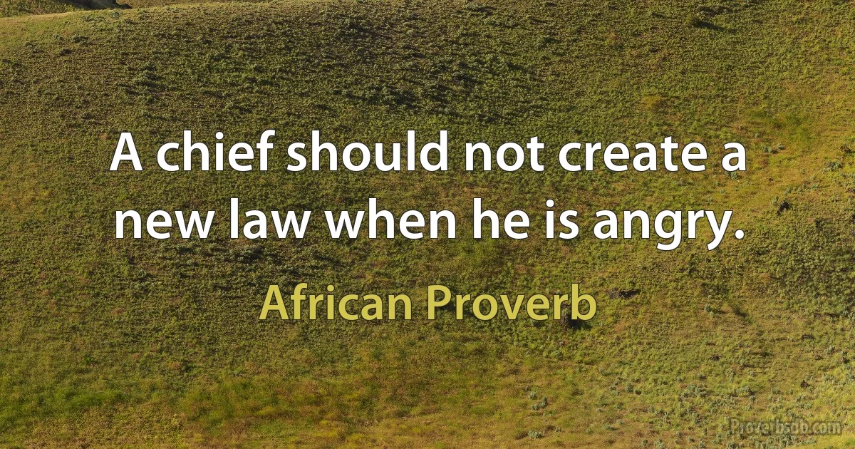 A chief should not create a new law when he is angry. (African Proverb)