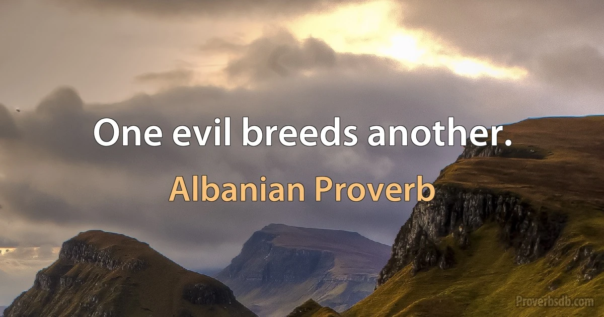 One evil breeds another. (Albanian Proverb)