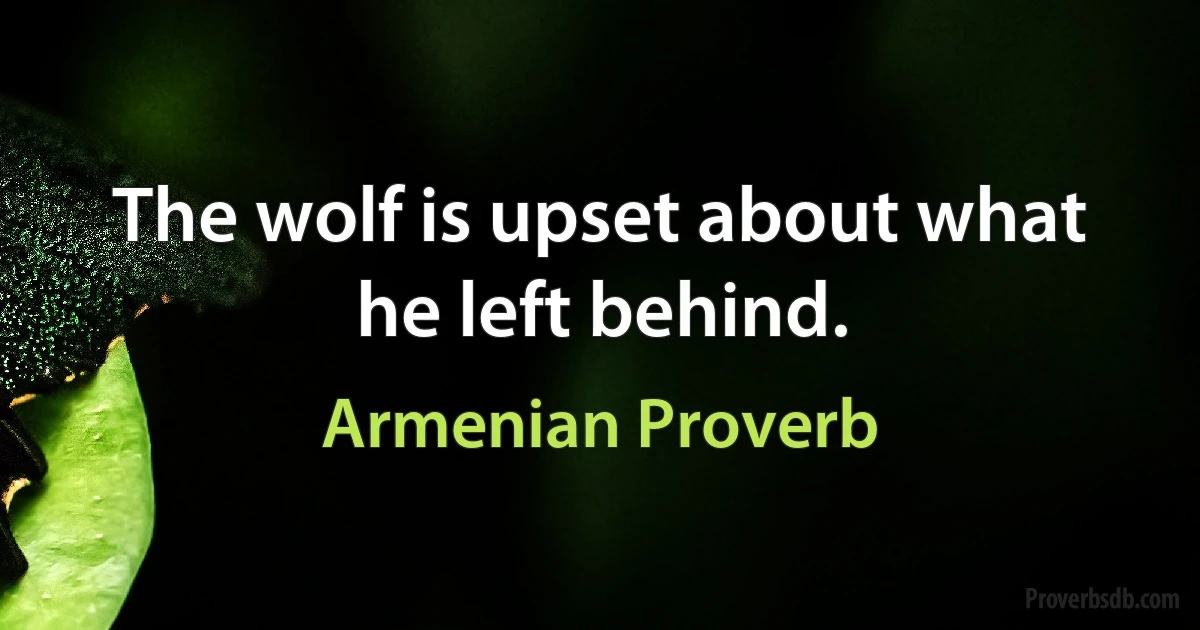 The wolf is upset about what he left behind. (Armenian Proverb)