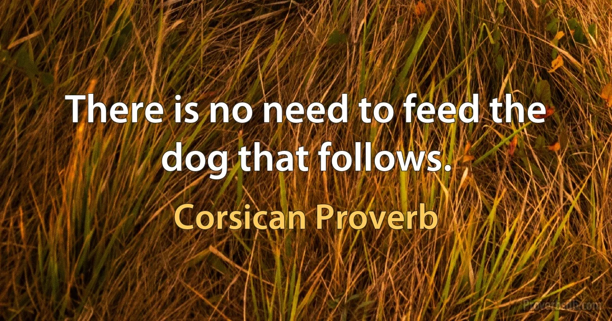 There is no need to feed the dog that follows. (Corsican Proverb)