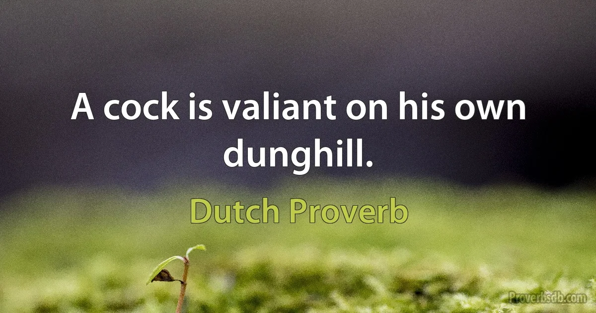 A cock is valiant on his own dunghill. (Dutch Proverb)