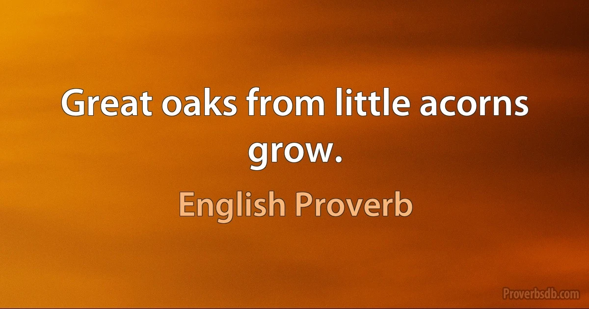 Great oaks from little acorns grow. (English Proverb)