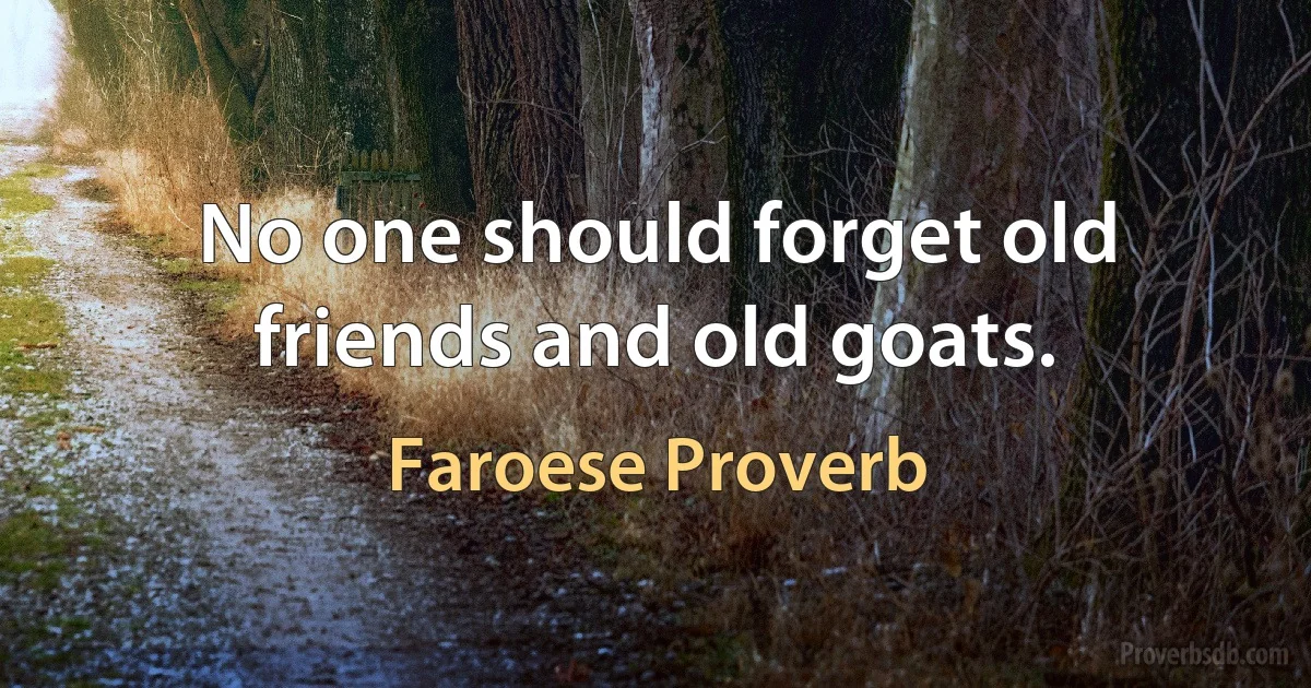 No one should forget old friends and old goats. (Faroese Proverb)