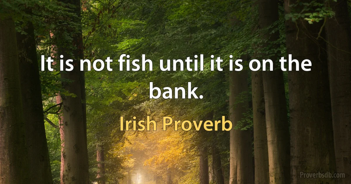 It is not fish until it is on the bank. (Irish Proverb)