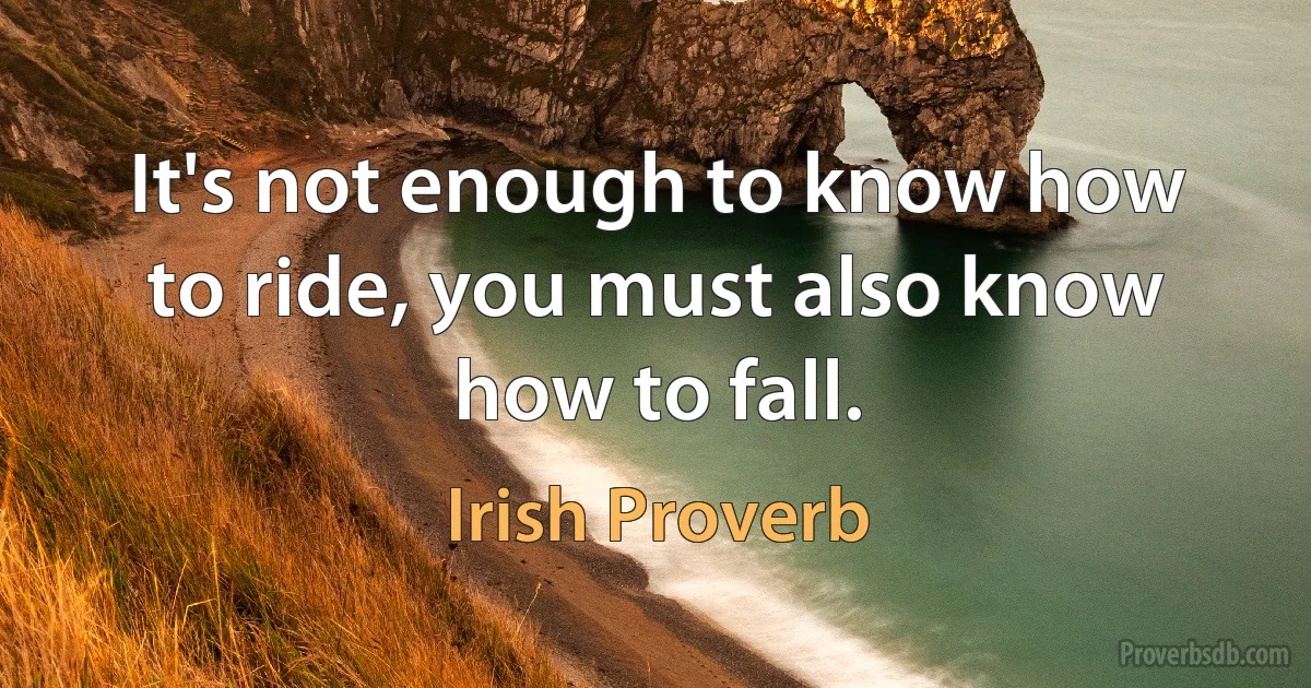 It's not enough to know how to ride, you must also know how to fall. (Irish Proverb)