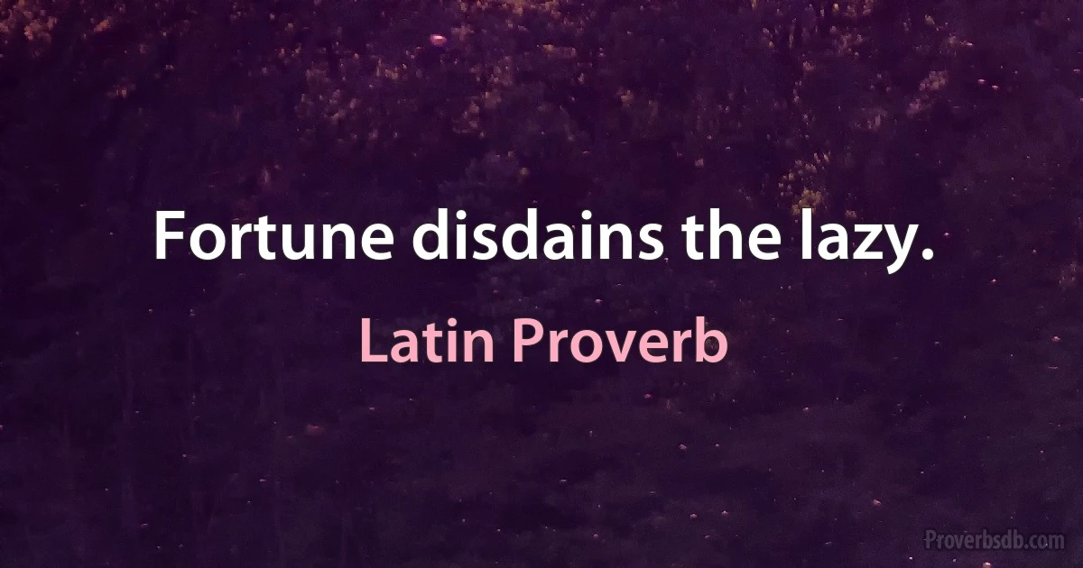 Fortune disdains the lazy. (Latin Proverb)