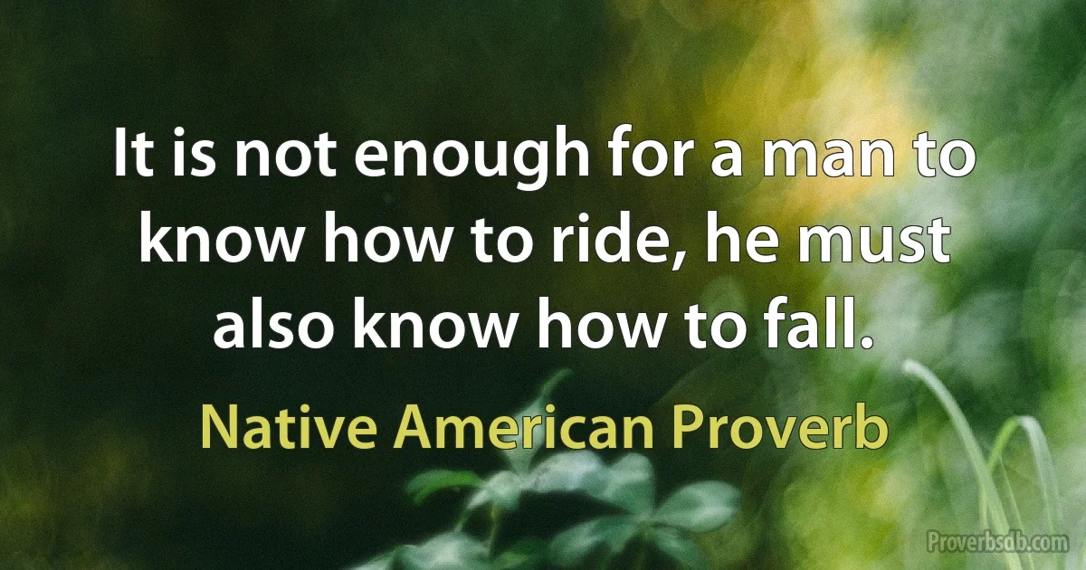 It is not enough for a man to know how to ride, he must also know how to fall. (Native American Proverb)