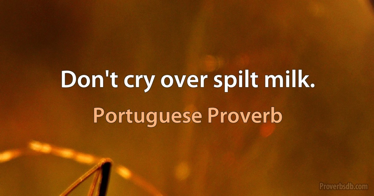 Don't cry over spilt milk. (Portuguese Proverb)