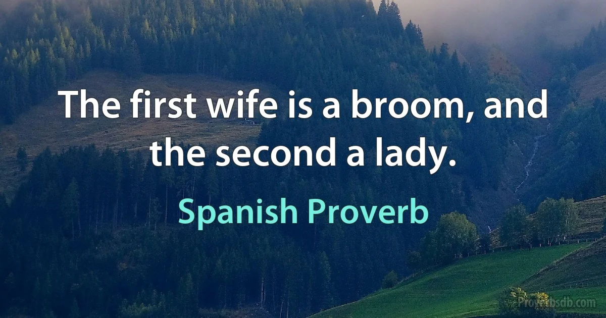 The first wife is a broom, and the second a lady. (Spanish Proverb)