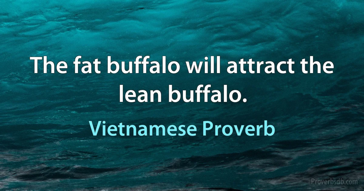 The fat buffalo will attract the lean buffalo. (Vietnamese Proverb)