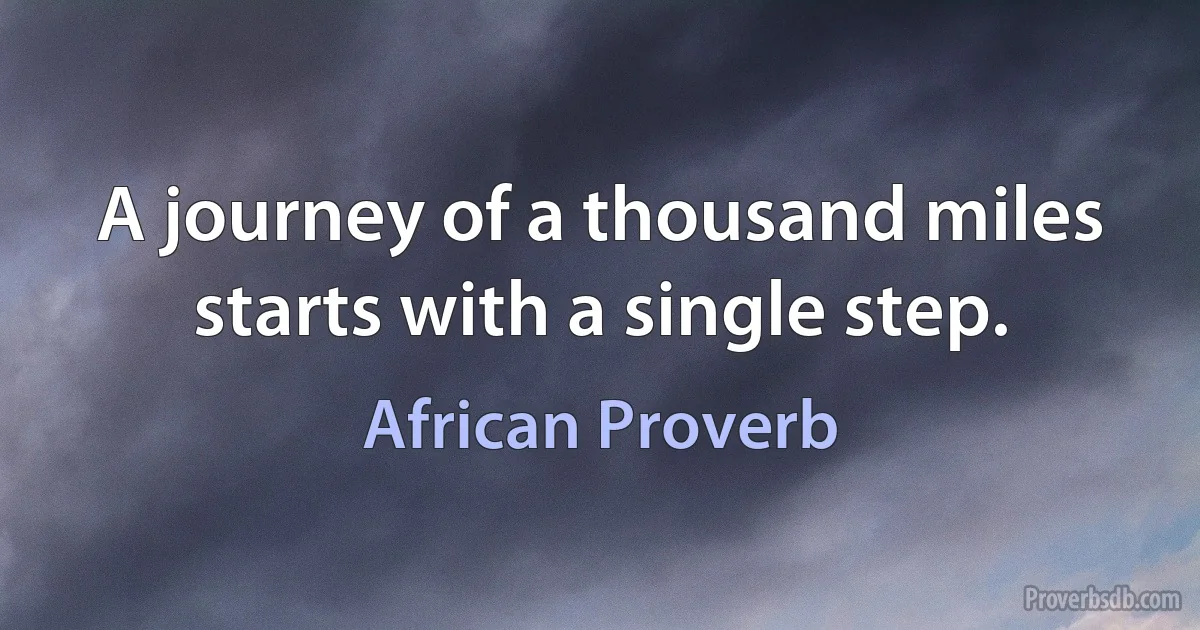 A journey of a thousand miles starts with a single step. (African Proverb)