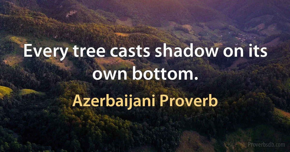 Every tree casts shadow on its own bottom. (Azerbaijani Proverb)