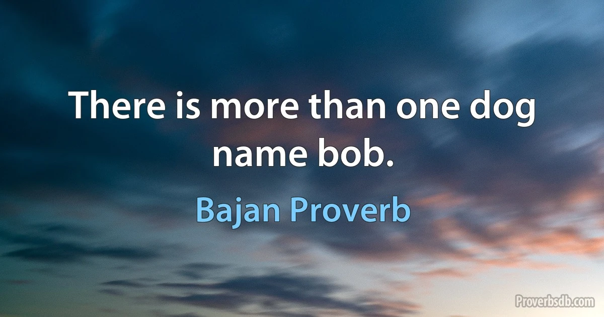 There is more than one dog name bob. (Bajan Proverb)