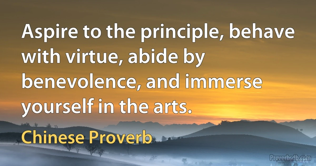 Aspire to the principle, behave with virtue, abide by benevolence, and immerse yourself in the arts. (Chinese Proverb)