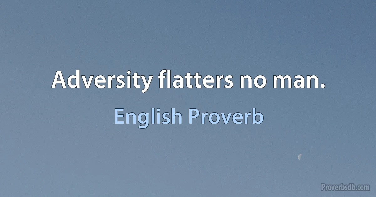 Adversity flatters no man. (English Proverb)