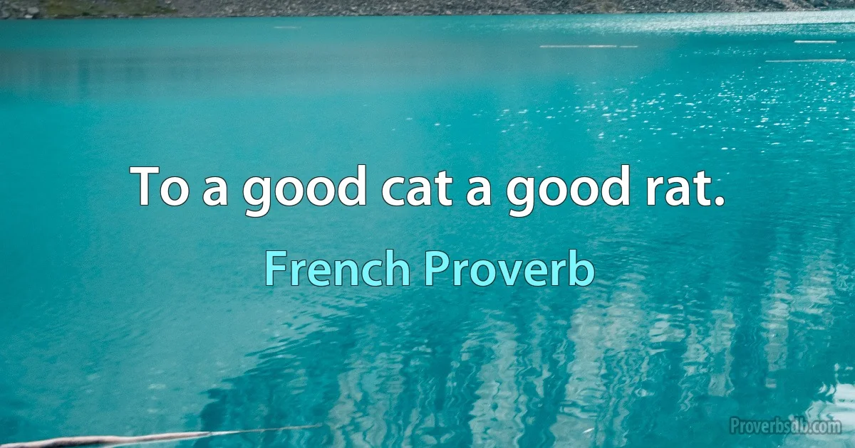 To a good cat a good rat. (French Proverb)